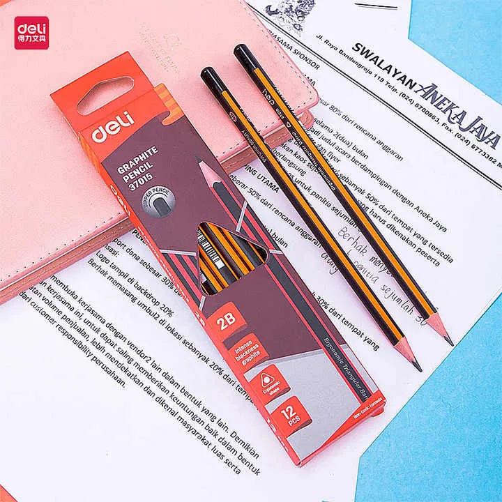 أقلام رصاص Deli e3715 E37016 صندوق واحد . Deli E3715 E37016 Pencils 1 Box of HB 2B Student