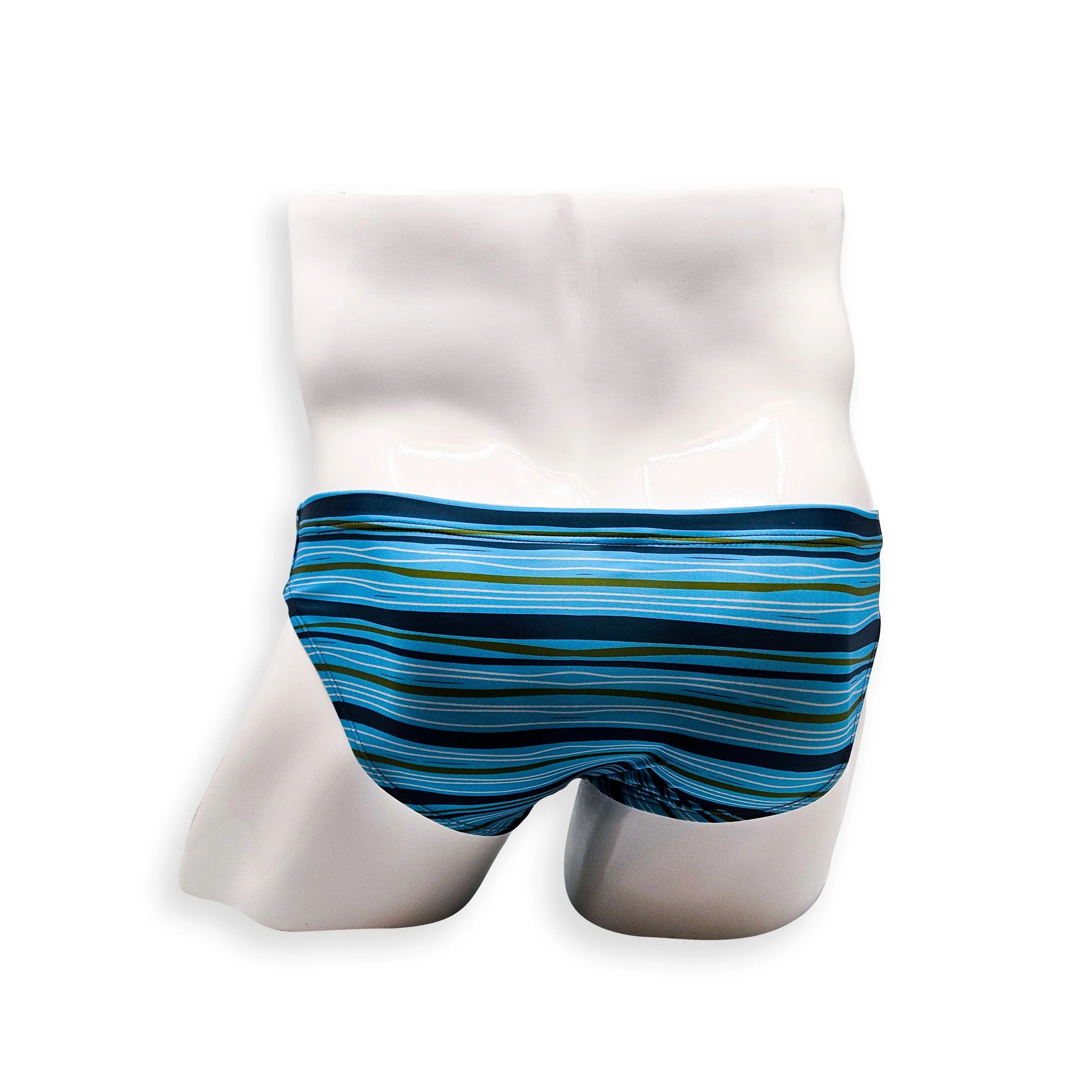 2 Inch Flat Front Swim Brief - Tidal Stripe