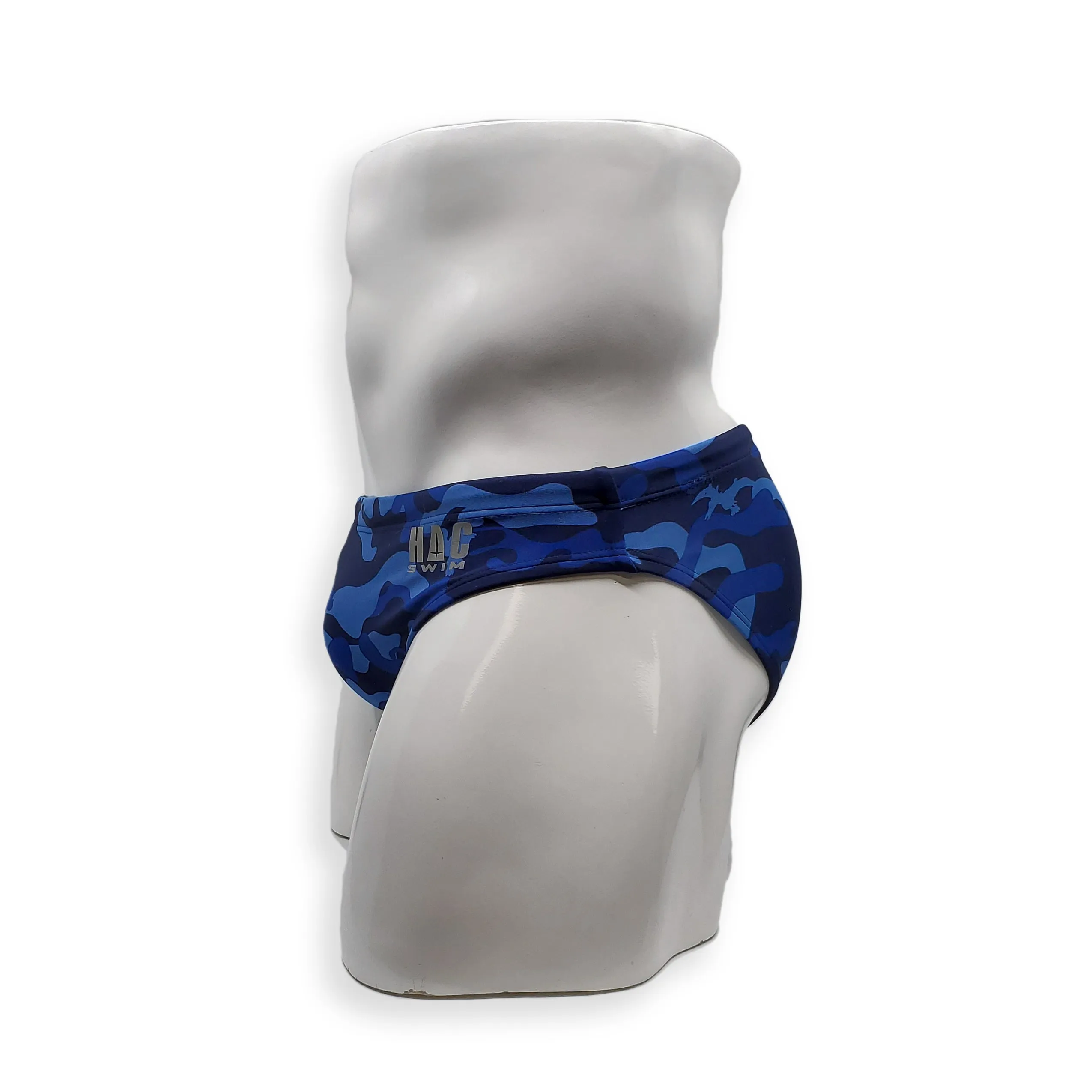 2 Inch Side Flat Front Swim Brief - Blue Dino Camo