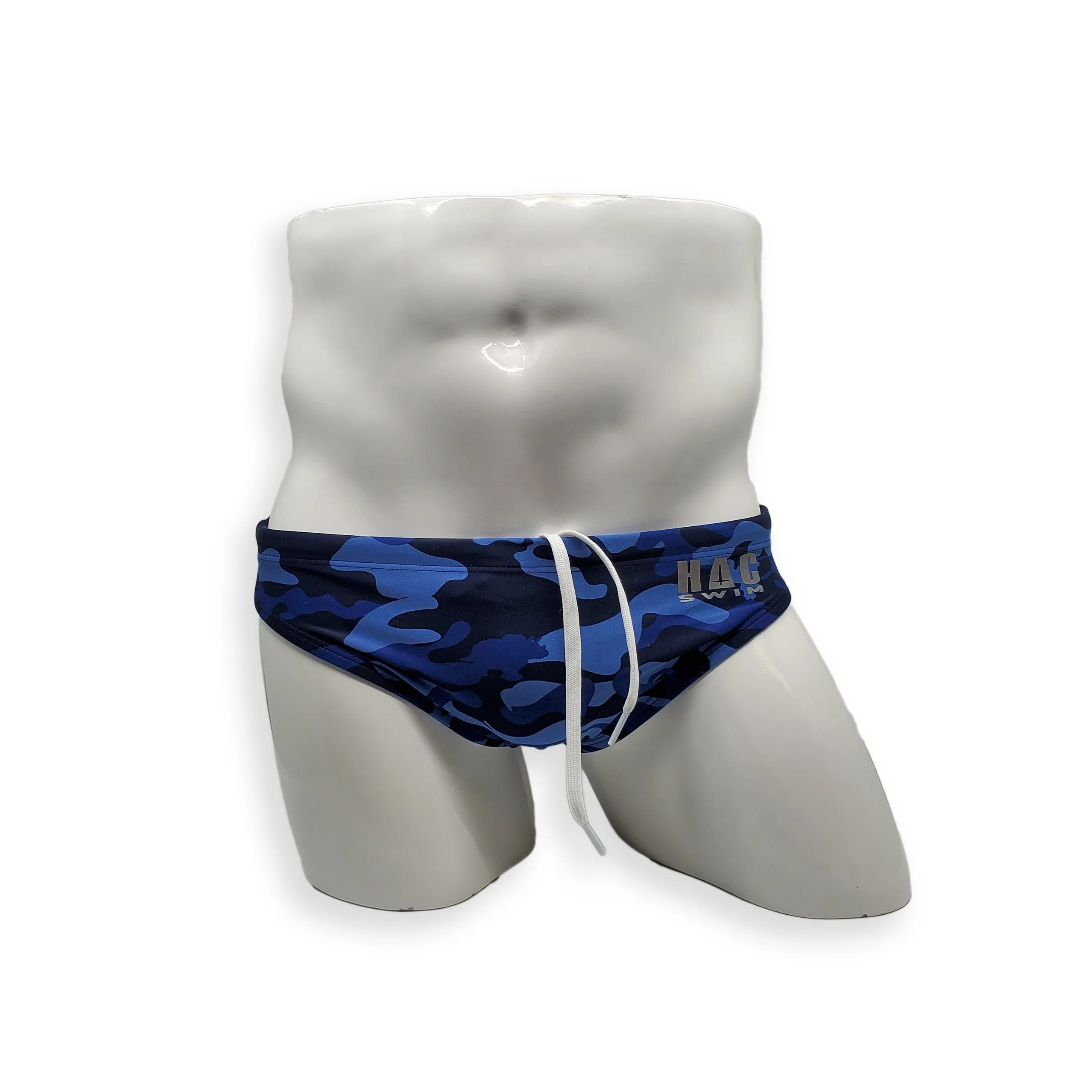 2 Inch Side Flat Front Swim Brief - Blue Dino Camo