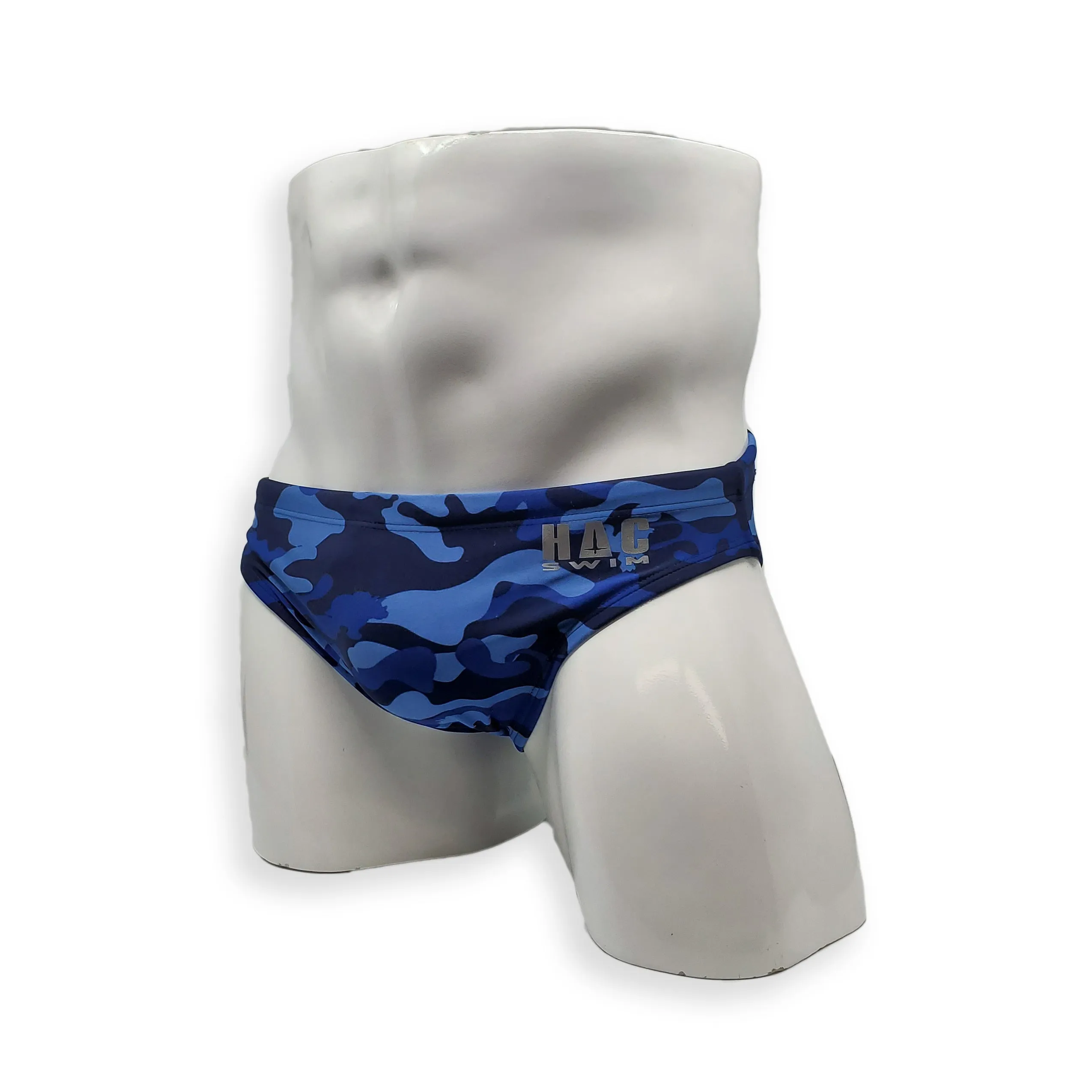 2 Inch Side Flat Front Swim Brief - Blue Dino Camo