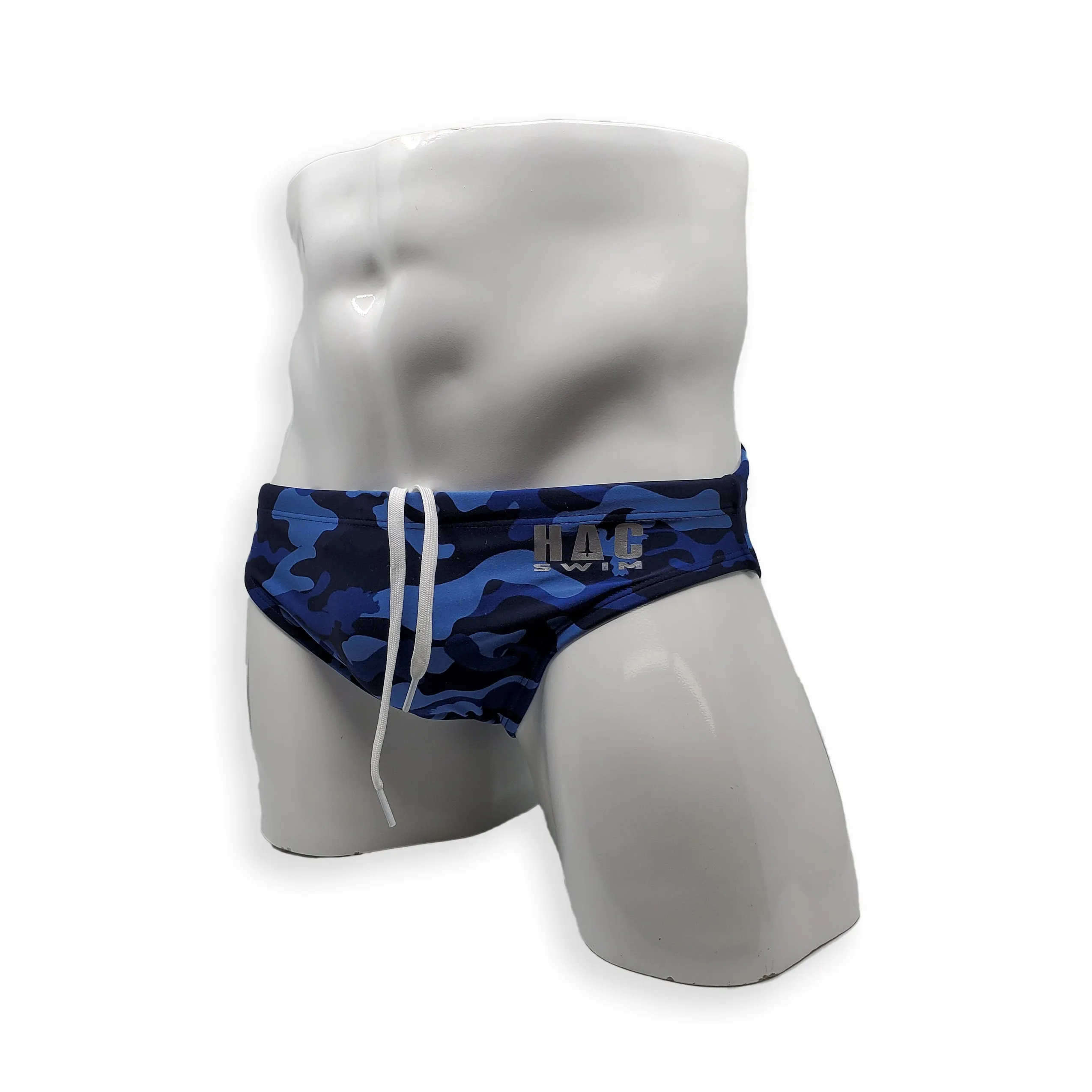 2 Inch Side Flat Front Swim Brief - Blue Dino Camo