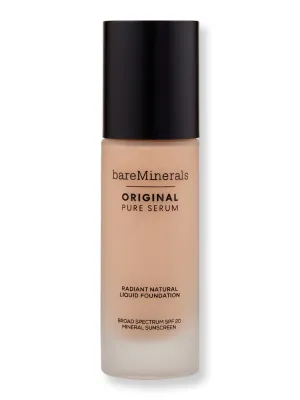 Bareminerals Original Pure Serum Radiant Natural Liquid Foundation Mineral SPF 20 1 oz 30 ml Medium Warm 3