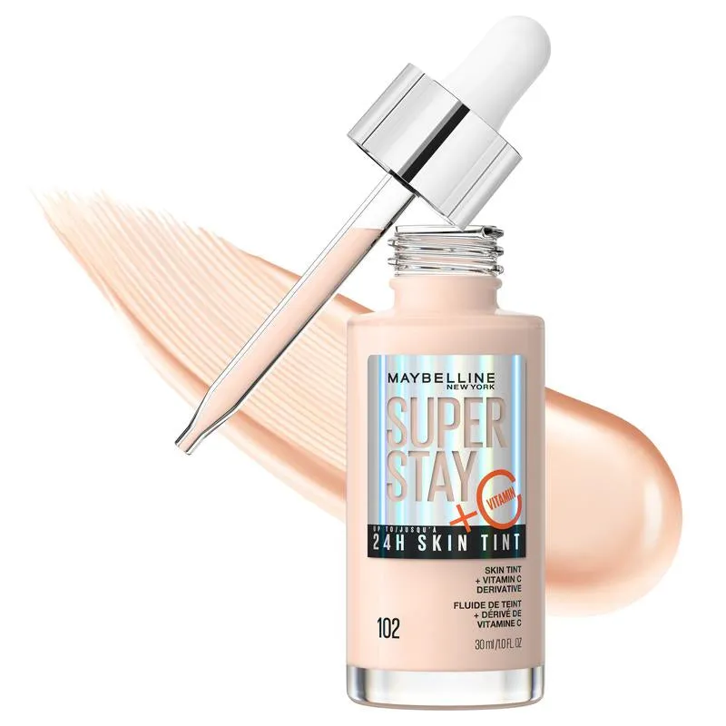 Maybelline Super Stay up to 24HR Skin Tint, Radiant Light-To-Medium Coverage Foundation, Makeup Infused with Vitamin C