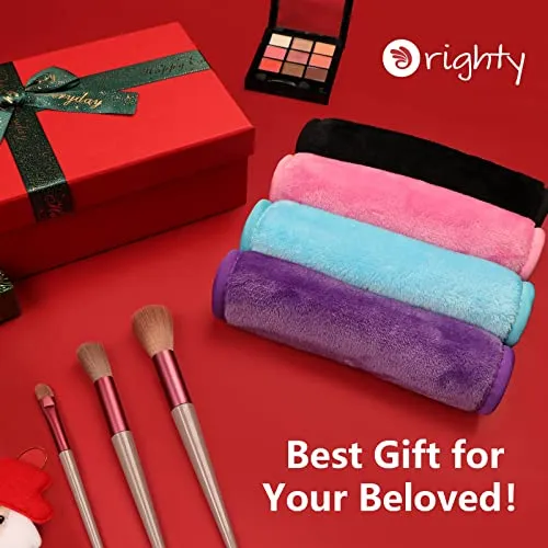 Orighty Makeup Remover Cloths, Reusable Microfiber Facial Cleansing Towels, Remove Instantly Dirt, Makeup&Waterproof Mascara with Just Water, 15.5 x 7.5 in, Blue/Purple/Black/Pink