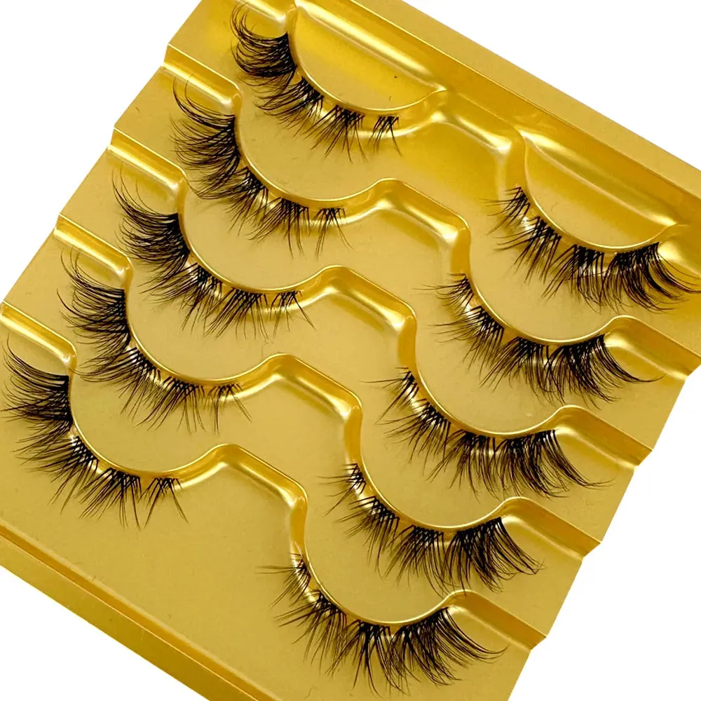 TEEK - 5 Pairs Mink Invisible Band Eyelashes