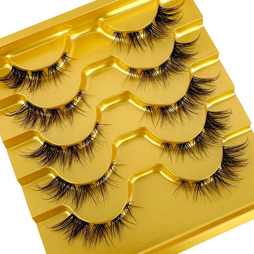 TEEK - 5 Pairs Mink Invisible Band Eyelashes